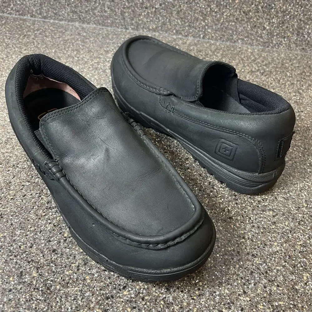5.11 Tactical Ortholite Moc Men's 9.5 Comfort Casual Slip On Shoes Black Leather